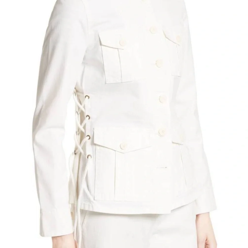 TORY BURCH Sgt. Pepper Utility Jacket w/ Lace-Up Sides in Chalk Sz XS